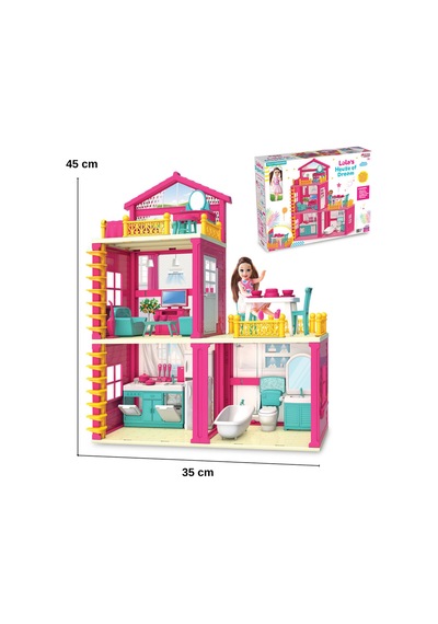Lola'nın Düşler Evi - Tam Donanımlı, Bebekli Ve Eşyalı 4 Odalı Kız Çocuk Evcilik Seti