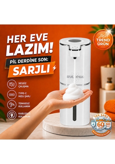 403836 Sensörlü Tezgahüstü Köpük Sabun Dispenseri Beyaz