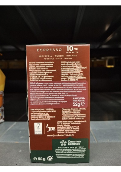Jacobs Espresso 10 Intenso Nespresso Uyumlu Kapsül Kahve 10 Kapsül X 5 Adet Kapsül Kahve