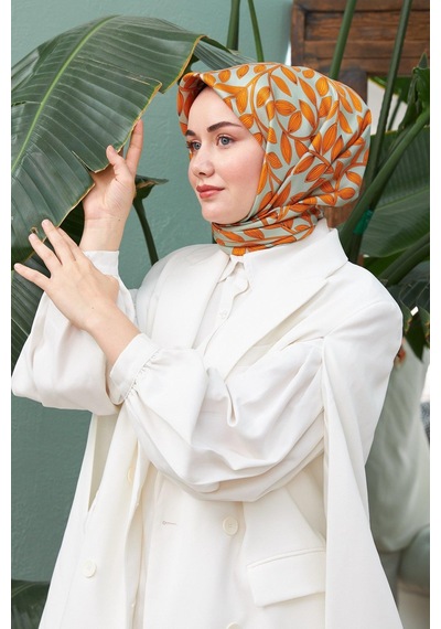 Silk Home Twill İpek Eşarp - 11397-49 Çağla Turuncu