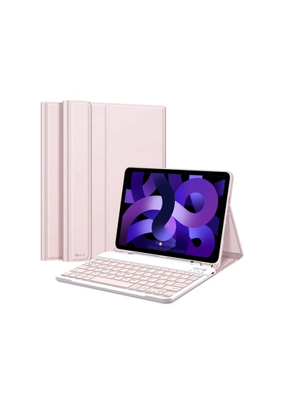 NovStrap Apple Uyumlu iPad Air 4/5 Nesil 10.9 inç Bluetooth Klavyeli Kılıf Deri Kapaklı Standlı