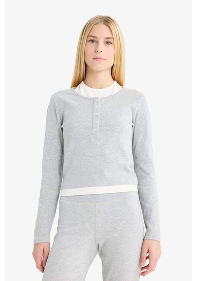 Defacto Coool Halter Yaka Ribana Uzun Kollu Tişört F9352ax25augr256 Gri