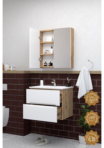 Teta Home Kopenhag 65 Cm Mdf Gövde Membran Kapak Banyo Dolabı Seti Atlantik Çam - Beyaz Teta Home Kopenhag 65 Cm Mdf Gövde Membran Kapak Banyo Dolabı Seti Atlantik Çam - Beyaz