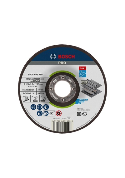 Tr Professional 2608602389 Zımpara Aksesuarı, 3'ü 1 Arada Disk, 125 X 2,5 Mm, Dirsekli