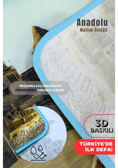 Anadolu 3 Boyutlu Mutfak Önlüğü 3d Baskılı Mutfak Önlüğü Sıvı Su Geçirmez Mutfak Önlüğü Kapadokya