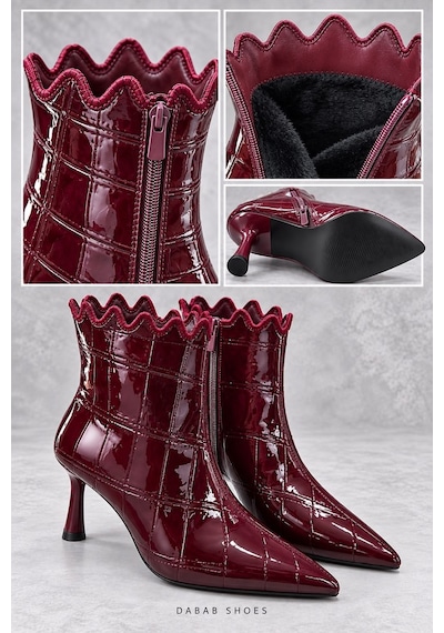 Dabab Shoes Carmen Kadın Bordo Kroko Rugan Sivri Burun Fermuarlı Sıcak Astarlı 7 Cm İnce Topuklu Bot Bootie Dabab Shoes Carmen Kadın Bordo Kroko Rugan Sivri Burun Fermuarlı Sıcak Astarlı 7 Cm İnce Topuklu Bot Bootie