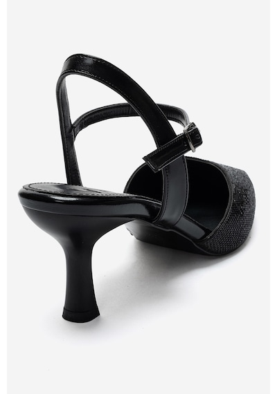 Luvi Shoes Nıvora Siyah Taşlı Kadın İnce Topuklu Abiye Ayakkabı