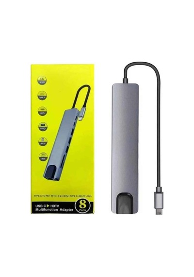 Macbook - 304 - Pro/air Uyumlu Usb Type-c 8 In 1 Hub Dönüştürücü Çevirici Çoklayıcı Usb Hdmı Micro Sd - Zero-hls - 8 Giri