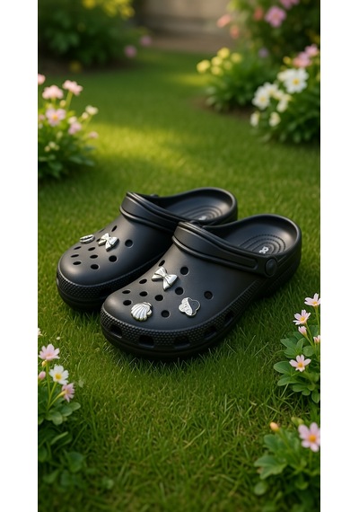 Stil Shoes Kadın Croks Eva Terlik Hafif Rahat Şık Taşlı Yumuşak Terlik Siyah