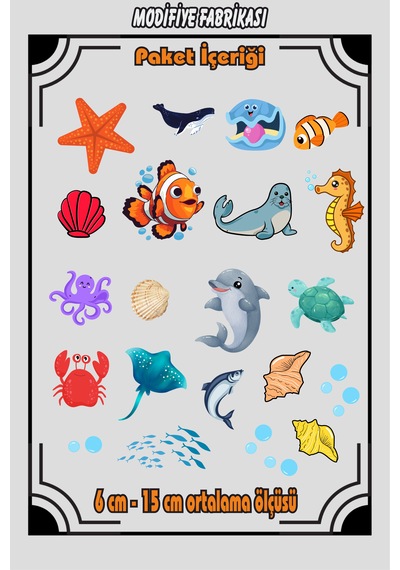 Sevimli Deniz Canlıları Temalı Banyo Duvar Stickerı Mavi