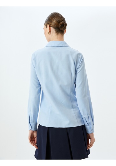 Koton Regular Fit Uzun Kollu Basic Gömlek Açık İndigo 5sak60044uw Açık İndigo