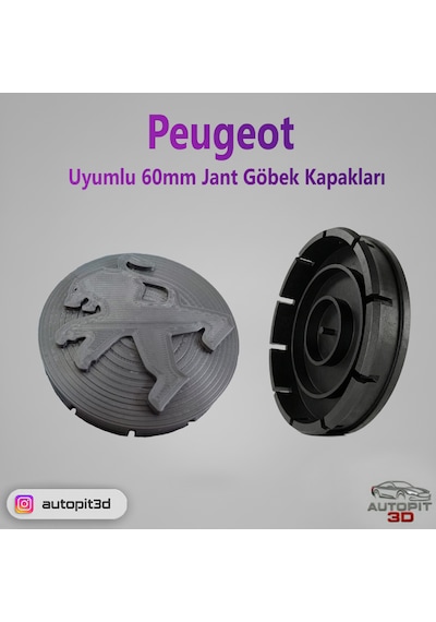 Peugeot 60mm Jant Göbek Kapakları 4 Adet Jant Göbek Kapakları