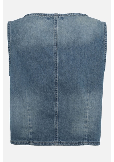 Banny Jeans Kadın V Yaka Düğmeli %100 Pamuk Jean Yelek Mavi
