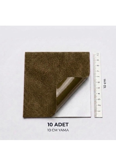 Halfart Kendinden Yapışkanlı Alcantara Tamir Yaması 10x10 Cm 10 Adet Süet Kumaş Deri Koltuk Araba Onarım Yaması Haki
