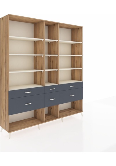 Hyperion Dolap 12 Raflı 6 Çekmeceli 220x44x243 Çam-aytaşı/antrasit Aytası/antrasıt Hyperion Dolap 12 Raflı 6 Çekmeceli 220x44x243 Çam-aytaşı/antrasit Aytası/antrasıt