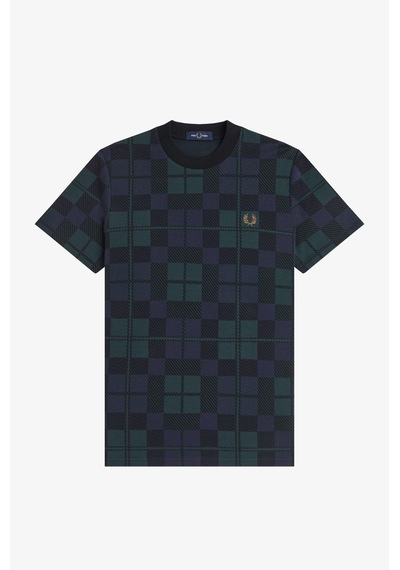 Fred Perry M1757 Black Watch Tartan Erkek Tişört Siyah