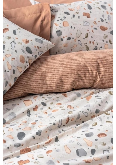 Cotton Box Minimal Çift Kişilik Nevresim Takımı Lastikli Oniks Karemel Karamel