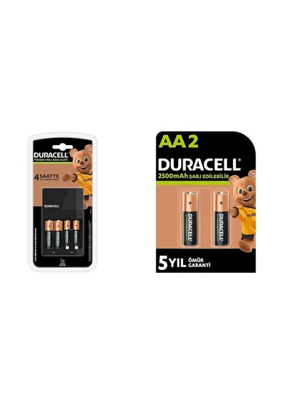 Duracell Cef14 4 Saat Pil Şarj Cihazı, 1 Adet + 2'şer Adet Şarj Edilebilir Aa Ve Aaa Pil Duracell Cef 14 Şarj Aleti, 1 Adet + Duracell Şarj Edilebil