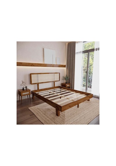 Renazzo Li Lyum Hazeran Başlıklı Masif Ahşap Karyola Ve 2 Ceviz 150x200 Ceviz - 150 X 200