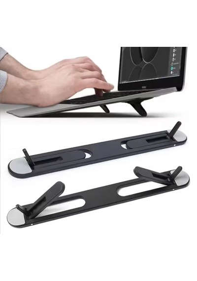 2 Kademeli Katlanabilir Ve Yapışkanlı Laptop Standı Siyah 5324
