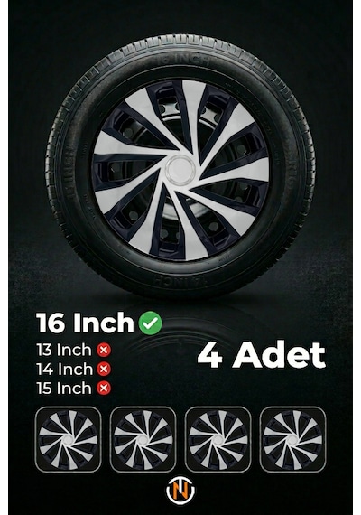 Opel Astra 16 İnç Jant Kapağı Takım Siyah Gri C124