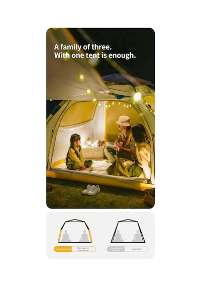 Naturehike Ango Es60 Gölgelikli Otomatik Kurulum Kamp Çadırı Thorn Yellow Sarı