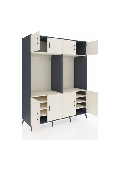 Kronos Gardrop 10 Raflı 8 Kapaklı 2 Askılı 176x59x221 Antrasit-aytaşı Beyaz Kronos Gardrop 10 Raflı 8 Kapaklı 2 Askılı 176x59x221 Antrasit-aytaşı Beyaz