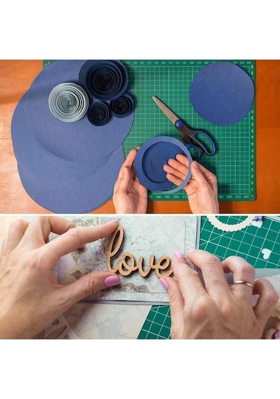 Çift Taraflı Kesim Altlığı A4 Kesim Matı Kretuar Bıçağı 5 Yedek Çelik Cetvel 30 Cm A4 Kesim Seti Çok Renkli