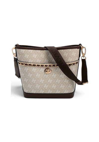 Silver Polo Sp1284 Kadın Omuz Çantası Monogram Taş-kahve