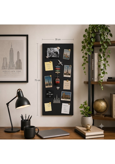 Mıknatıslı Pano, Siyah Renk, 30x75 Cm, Dekoratif Metal Hatırlatma Hatıra Magnet Panosu Diğer