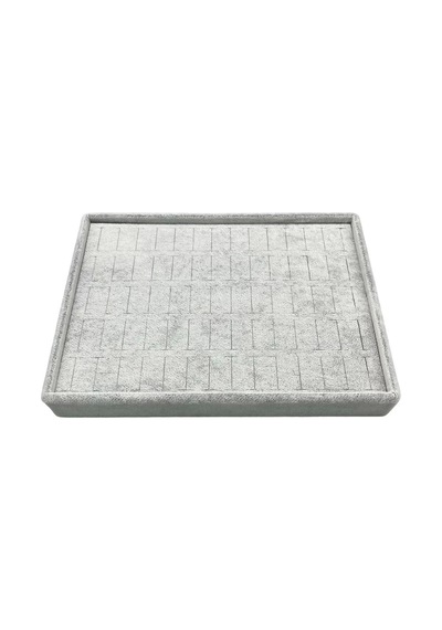 Yerli Üretim Küçük Boy Süet Kumaş Gri Renk 24/17,5 Cm Batırmalı Yüzük Küpe Tablası Çok Renkli