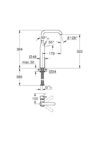 Grohe Essence Tek Kumandalı Lavabo Bataryası XL-Boyut 32901Gl1