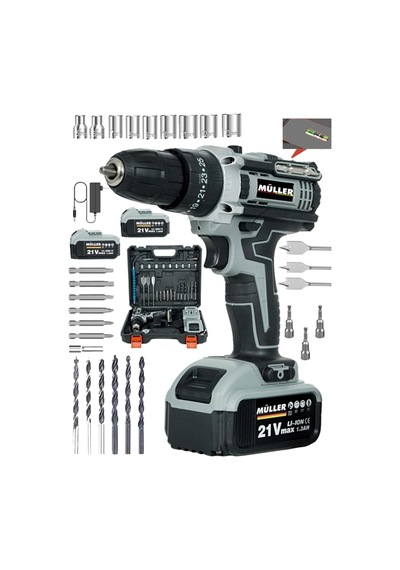 Alman 5800 Xr Profesyonel Darbeli Su Terazili Çift Akülü Şarjlı Matkap 30 Pcs Hediyeli
