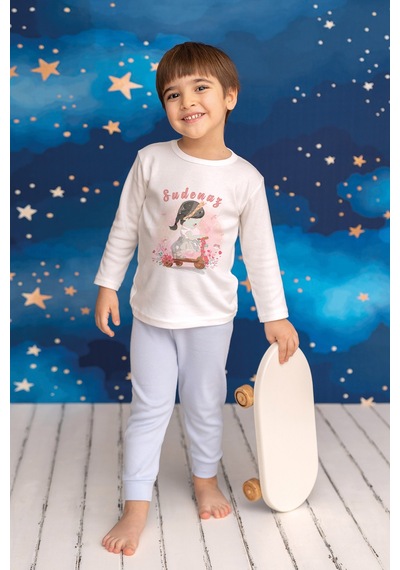 Pia Baby İsimli Kız Çocuk Pijama Takımı %100 Pamuk Penye İsme Özel Baskılı Kişiselleştirilebilir Pijama Seti 20942m14pi Krem