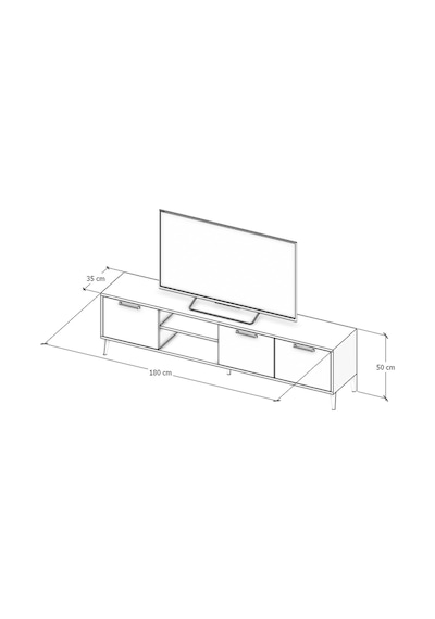 Tamamı Mdf Kaman Ceviz 180 Cm Tv Ünitesi Kahverengi