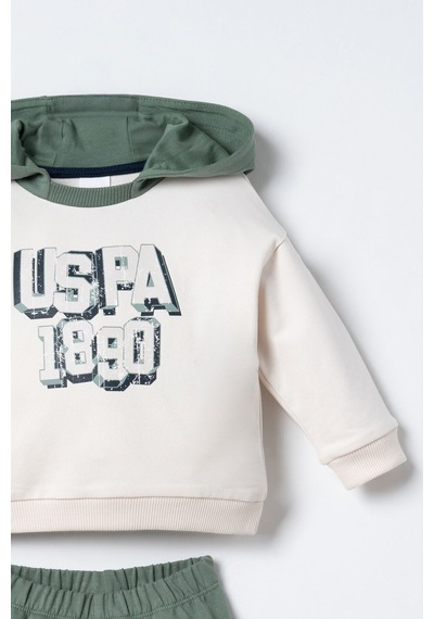 U.S. Polo Assn. Erkek Bebek Kapüşonlu Beyaz Uzun Kol Pijama Takım Usb3178-c-v2 Usb3178-c-v2
