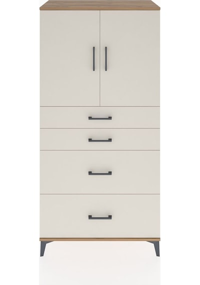 Hyperion Dolap Tek Raflı 4 Çekmeceli 2 Kapaklı 88x44x182 Çam-aytaşı Atlas Çam
