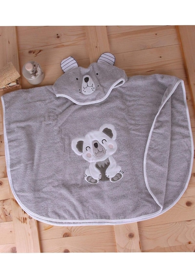 Baveno %100 Pamuk Yuvarlak Koala Çocuk Banyo&amp Plaj Panço Havlu Gri Tek Ebat Genel