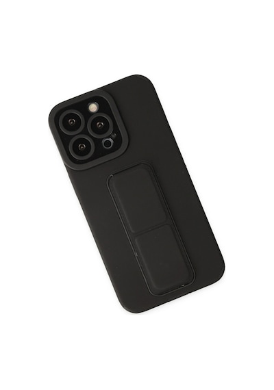 Newface - 8 - Apple iPhone Uyumlu 14 Pro Kılıf Mega Standlı Silikon - Ece-umay - - Siyah