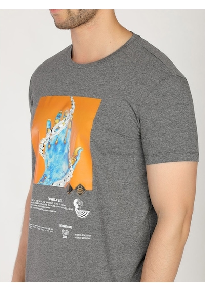 Roberto Cavalli Erkek Tshirt /M.Rob.0421.14023 Koyu Gri