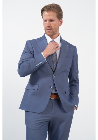 İmza İndigo Kırlangıç Yaka 6 Drop Slim Fit Tam Astar Esnek Takım Elbise 1001260174 Indigo
