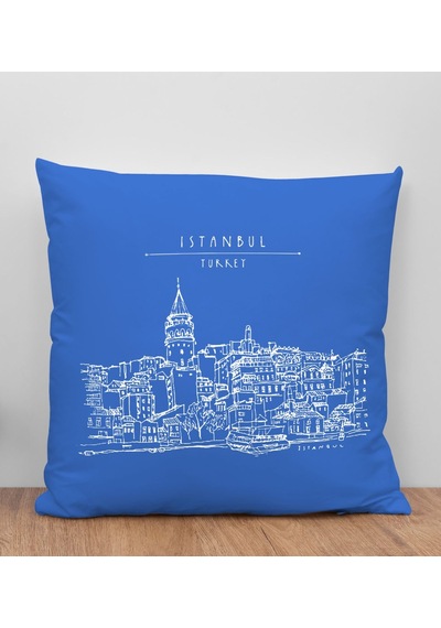 Bk Gift İstanbul Tasarımlı Mavi Kırlent Yastık, Arkadaşa Hediye, Ev Dekorasyonu, Ev Hediyesi-4