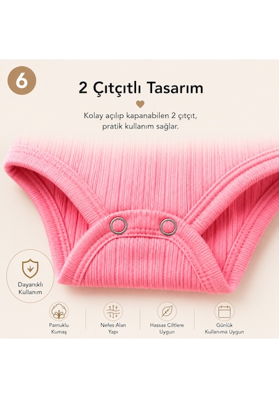 Novibaby 5'li İp Askılı Bebek Body Seti Pamuklu Çıtçıtlı Yazlık Zıbın Çocuk I Softtouch Collection Çok Renkli