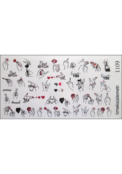 Parmak İşareti Tırnak Sticker Tırnak Ttto Tırnak Dövme 1109
