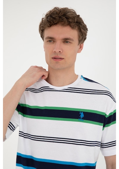 U.S. Polo Assn. Erkek Comfort Fit Bisiklet Yaka Ekru Tişört 50287038-VR019