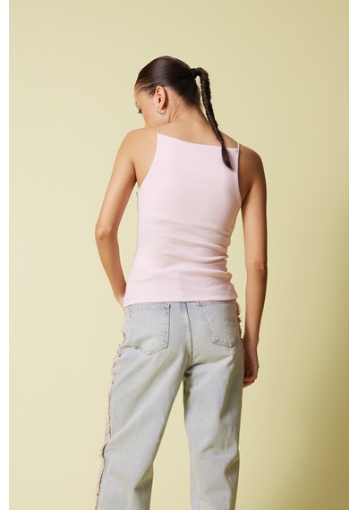 Halter Yaka Top Pembe