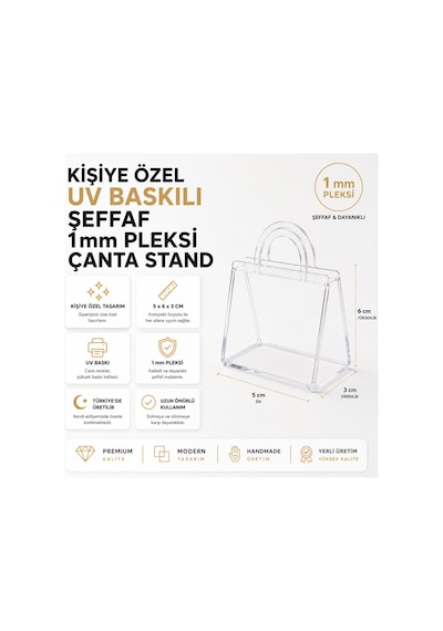 Mini Şeffaf Çanta Stand Takı & Ürün Sergileme Standı 10'lu Paket
