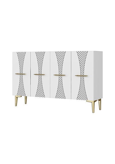 Ka1232bg Slim Konsol Ve Tv Sehpası Beyaz -gold 120cm Beyaz-gold