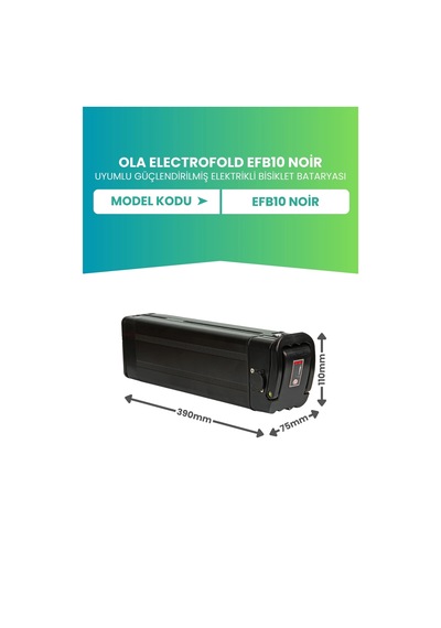 Ola Electrofold Efb10 Noir Uyumlu Batarya Ultra Yüksek Kapasite 36v 20ah Güçlendirilmiş Elektrikli Bisiklet Bataryası Siyah
