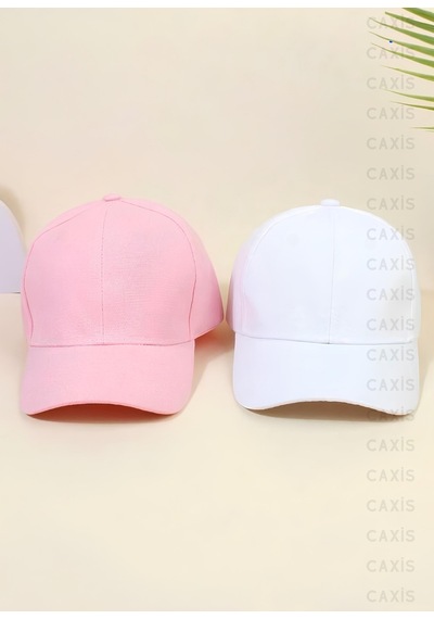 Caxis Spor Şapka Unisex 2 Adet Arkası Cırtlı Ayarlanabilir Tozpembe - Beyaz